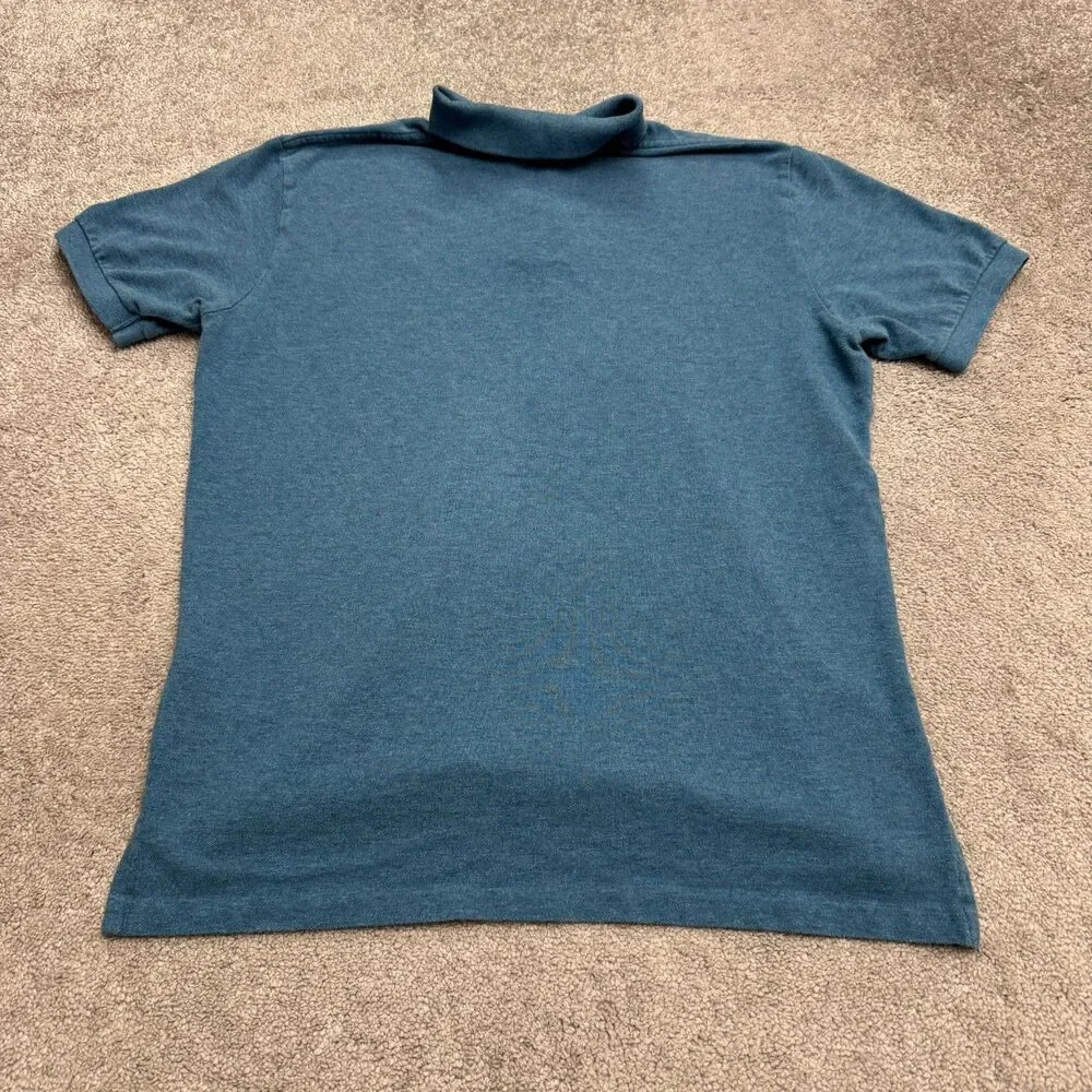 Polo Ralph Lauren Knit Polo Shirt Men Large Blue Short Sleeve Orange Pony Logo